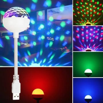 360 Derece Dönen Renkş Disko Topu Projektörlü Usb Lamba