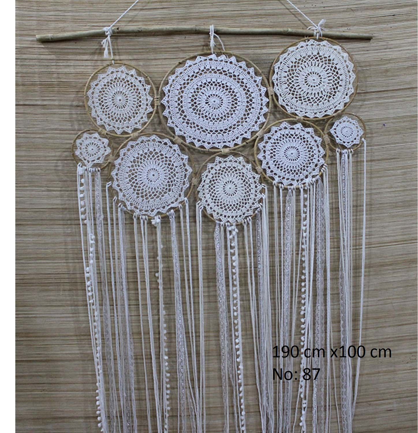 8 Halkalı Dantelli İpli Rüya Düş Kapanı Dream Catcher (190 cm x 100 cm)