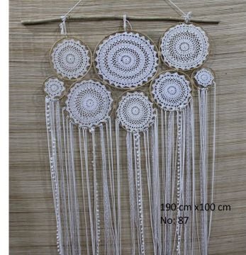 8 Halkalı Dantelli İpli Rüya Düş Kapanı Dream Catcher (190 cm x 100 cm)