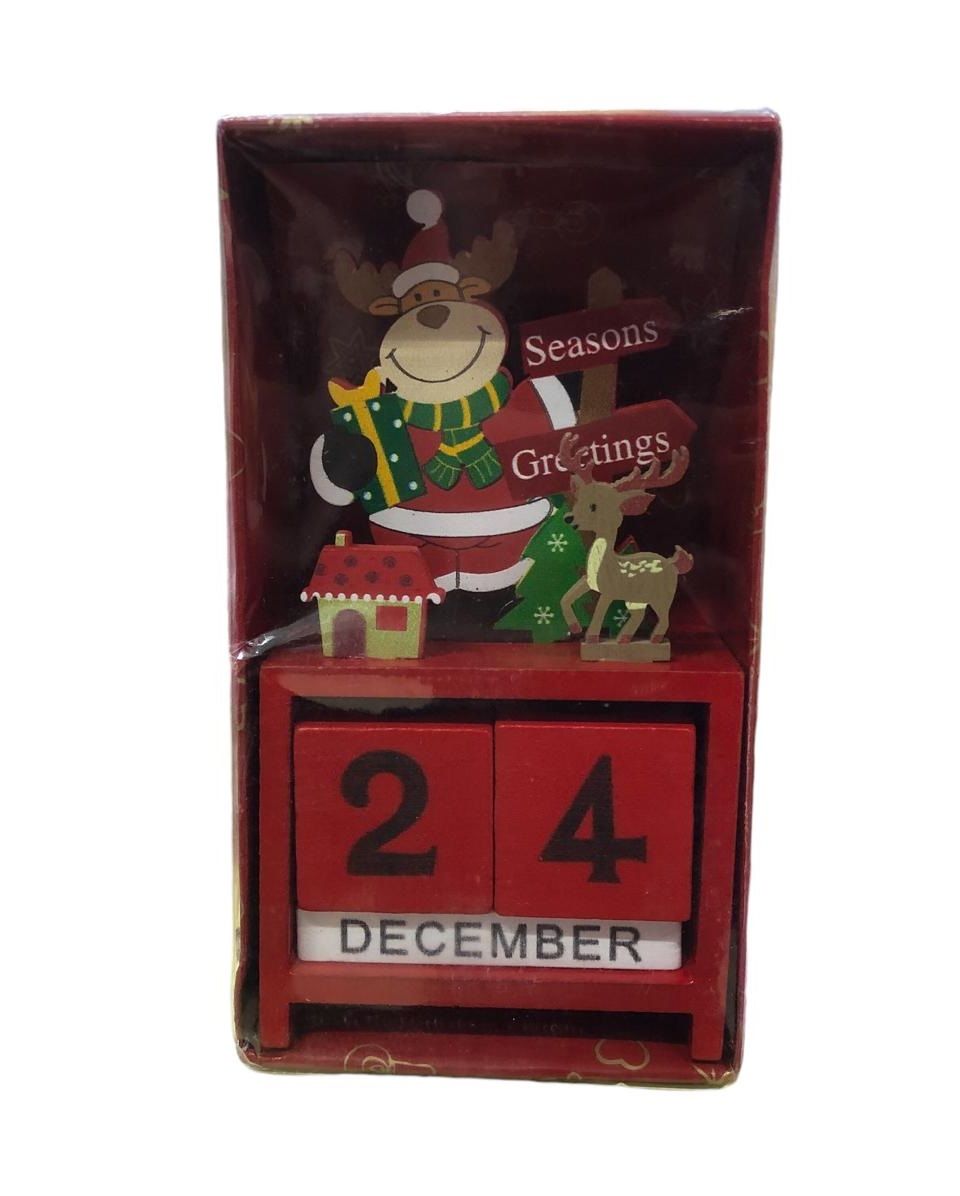 Noel 3D Geyik Yılbaşı Hediyelik Masa Üstü Ahşap Küp Takvim