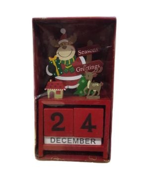 Noel 3D Geyik Yılbaşı Hediyelik Masa Üstü Ahşap Küp Takvim