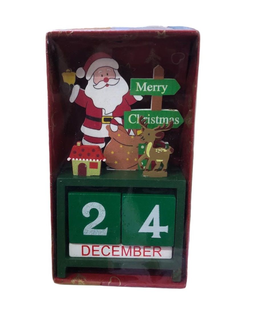 Noel 3D Noel Baba Yılbaşı Hediyelik Masa Üstü Ahşap Küp Takvim