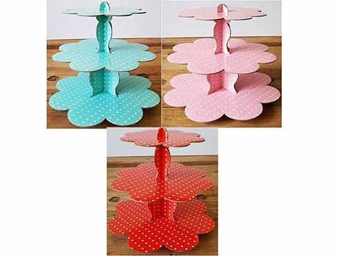 Puantiyeli Cup Cake Standı (Pembe Mavi Kırmızı)