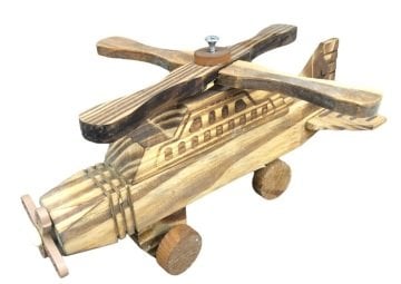 Dekoratif Ahşap Helikopter Uçak Maketi