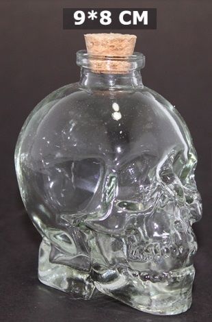 Crystal Head Kuru Kafa Cam Şişe Mantar Tıpalı (9 cm x8 cm)