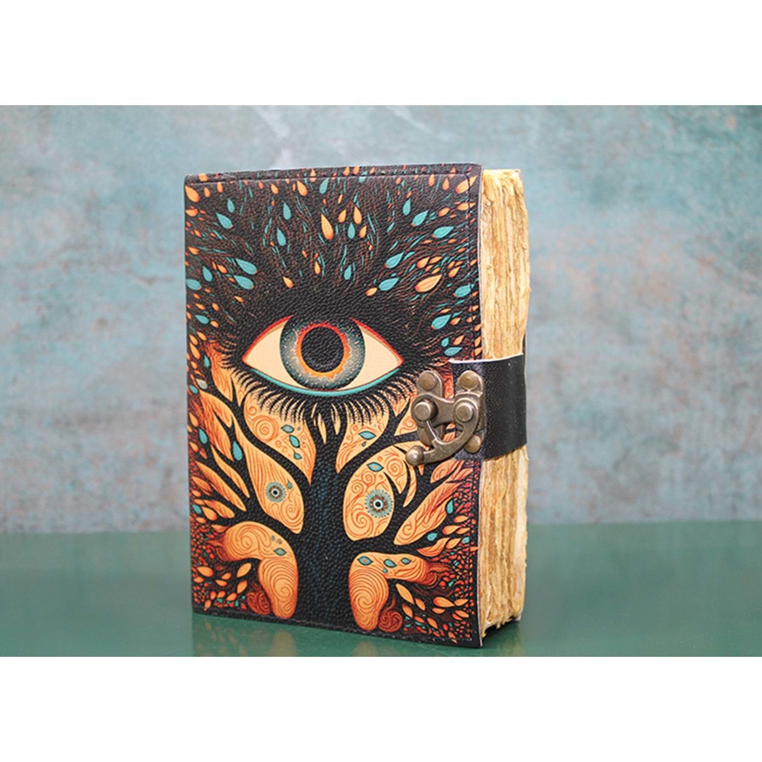 Hinora Eyes Tasarım Deri Eskitme Yaprak Defter