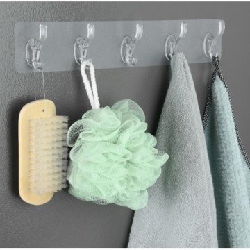 5 Kancalı Kendinden Yapışkanlı Mutfak Banyo Askısı