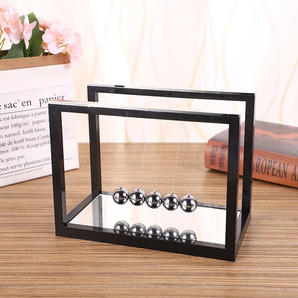 Aynalı Metal Gri Denge Topu Newton's Cradle Balans