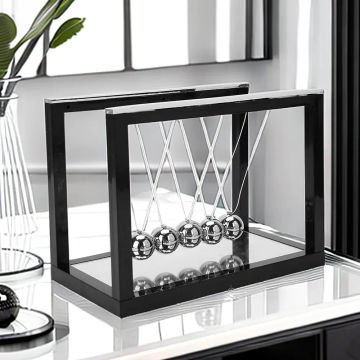 Aynalı Metal Gri Denge Topu Newton's Cradle Balans