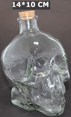 Crystal Head Kuru Kafa Cam Şişe Mantar Tıpalı (14cm x 10cm)