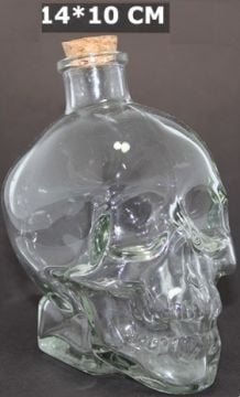Crystal Head Kuru Kafa Cam Şişe Mantar Tıpalı (14cm x 10cm)