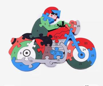 Ahşap Motosiklet Figürlü Puzzle Yapboz