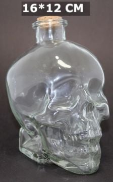 Crystal Head Kuru Kafa Cam Şişe Mantar Tıpalı (16cm x 12cm)