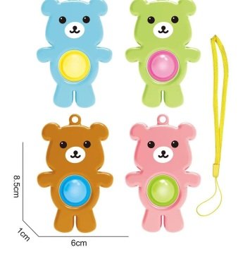 Pop It Push Bubble Ayıcık Seklinde Fidget Pop Zihinsel Anahtarlık