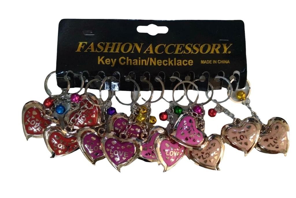 Love Kalp Metal Tasarımlı Anahtarlık Çanta Süsü (12 Adet)