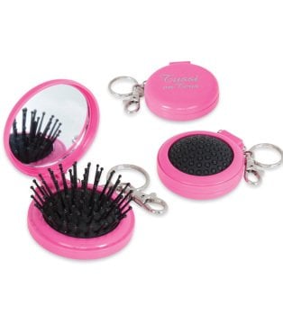 Baskı Yapılabilir Taraklı Pembe Mini Makyaj Aynası