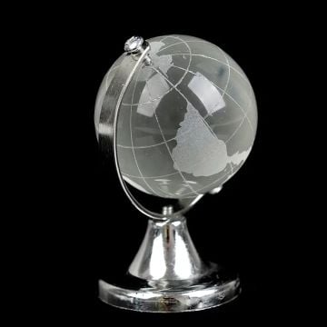 Gümüş Kristal Cam Dünya Küre Ofis Hediyesi (6 cm)