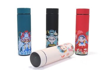 Dijital Isı Göstergeli Desenli Paslanmaz Çelik Termos Mug (500 ml)