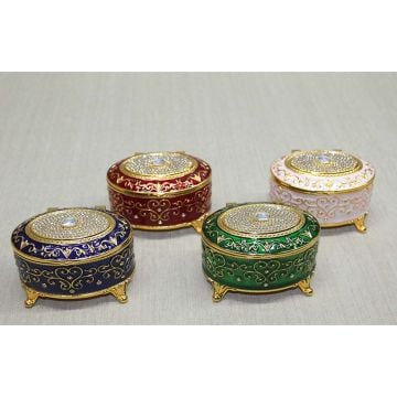 Yuvarlak Swarovski Taşlı Hediye Takı Kutusu