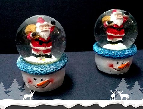 Mini Kardan Adam Üstünde Noel  Kardan Adam Cam Kar Küresi