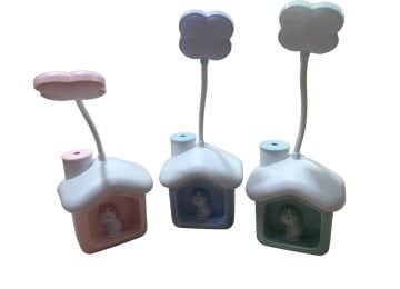 Usb Şarjlı Ev Tasarımlı Boynuzlu At Kalemtraş & Masa Lambası