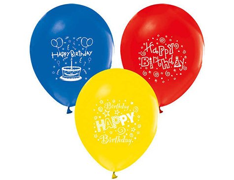 Happy Birtday Baskılı 12'inç Karışık Renkli Balon (100 Adet)