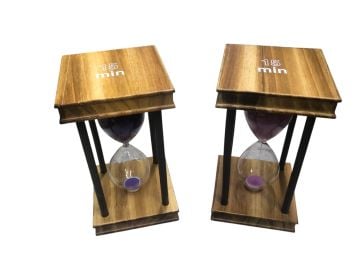 Dekoratif Ahşap Kare 15 Dakika Kum Saati (18 cm)
