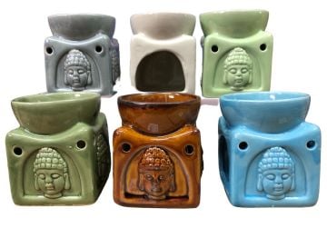 Renkli Buda Desenli Seramik Buhurdanlık (Küçük 8 cm x 6.5 cm (6 Adet)