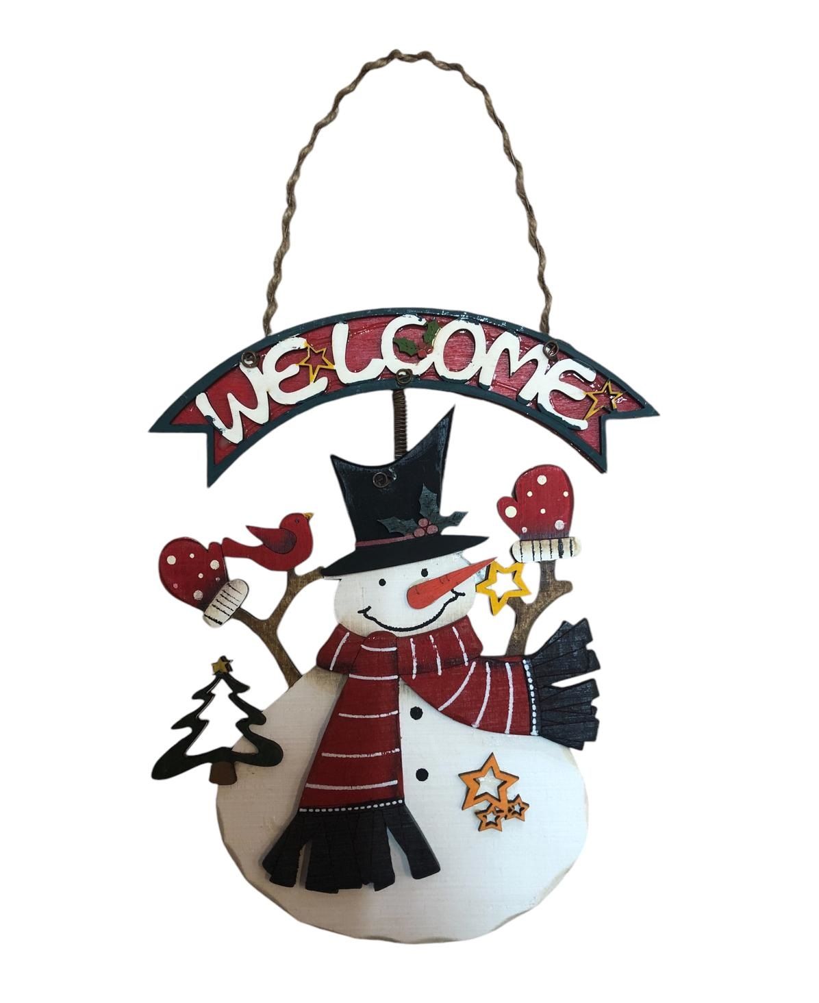 Ahşap Welcome Askılı Kardan Adam Yılbaşı Çam Ağacı Kapı Duvar Süsü