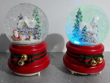 Püskürtme Işıklı Noel Baba Ev Temalı Cam Kar Küresi Müzik Kutusu