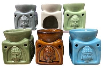 Renkli Buda Desenli Seramik Buhurdanlık (Büyük 9cm x 7.5cm (6 Adet)