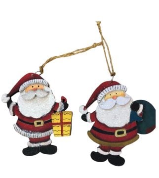 Ahşap İpli Noel Baba Yılbaşı Çam Ağacı Kapı Duvar Süsü