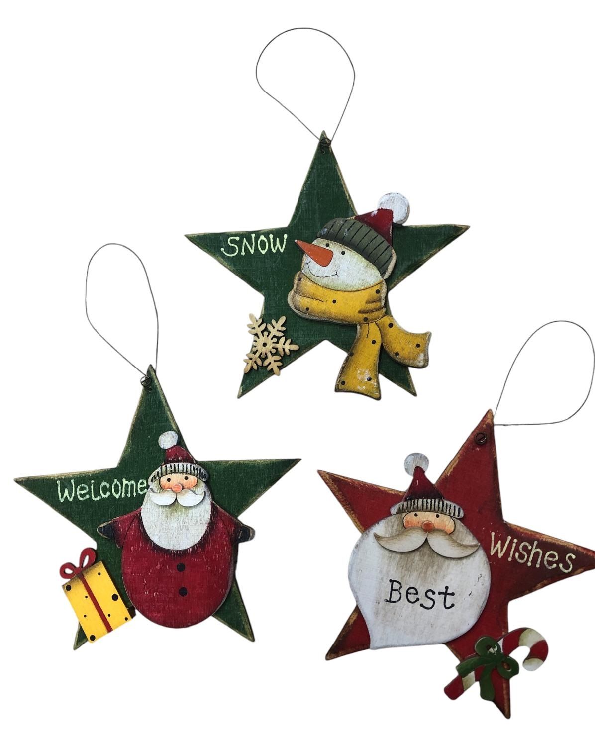Ahşap İpli Yıldız Noel Baba Kardan Adam Yılbaşı Çam Ağacı Kapı Duvar Süsü