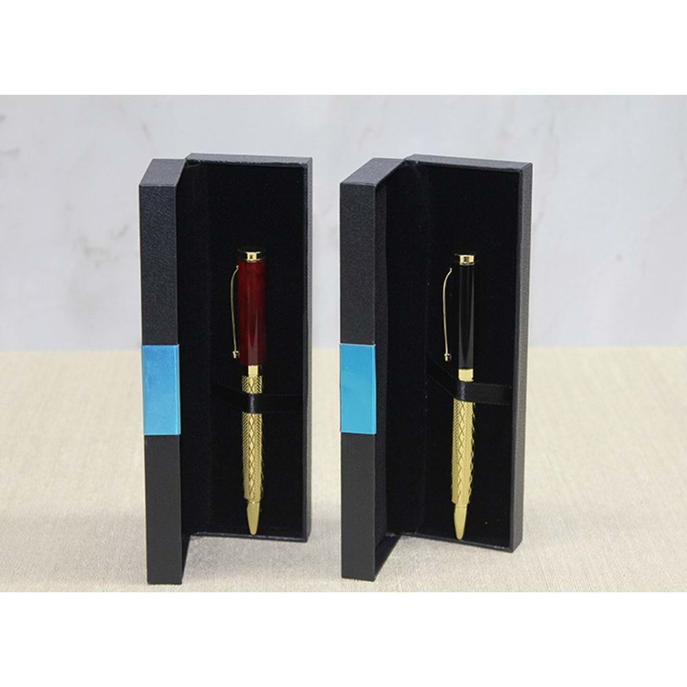 Kutulu Gold İşlemeli Şık Metal Tükenmez Kalem