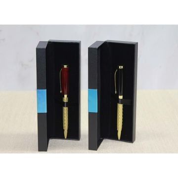 Kutulu Gold İşlemeli Şık Metal Tükenmez Kalem