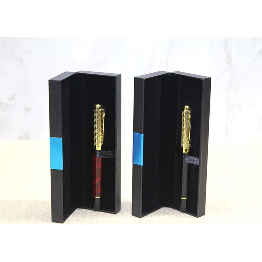 Kutulu Gold Kapak İşlemeli Şık Metal Tükenmez Kalem