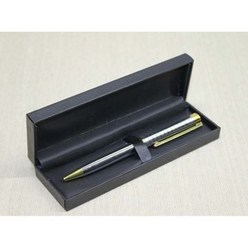 Kutulu Gümüş Tasarım Gold İşleme Metal Tükenmez Kalem