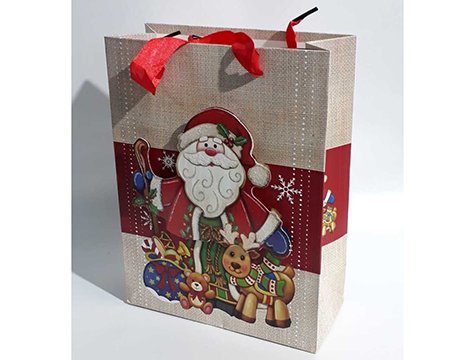 Noel Baba Temalı Karton Hediye Poşeti