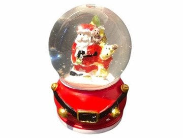 Işıklı Mini Noel Baba ve Geyik Cam Kar Küresi