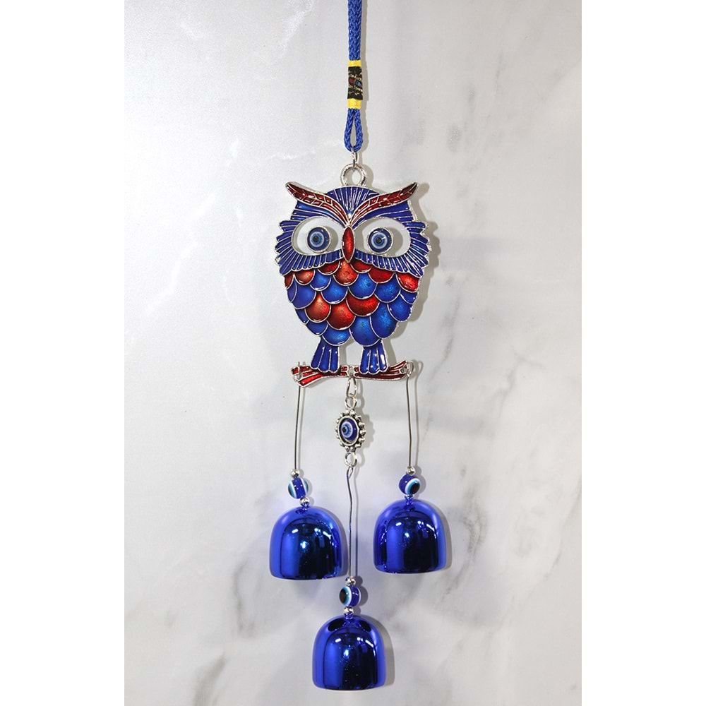 Baykuş Tasarımlı Metal Rüzgar Çanı (32 cm)