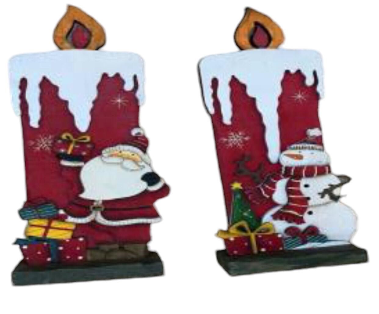Ahşap Mum Noel Baba Kardan Adam Yılbaşı Çam Ağacı Kapı Duvar Süsü