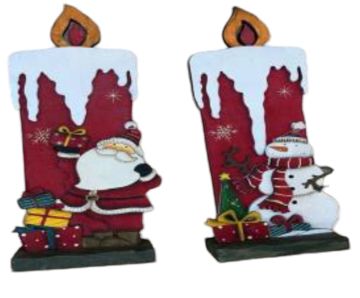 Ahşap Mum Noel Baba Kardan Adam Yılbaşı Çam Ağacı Kapı Duvar Süsü