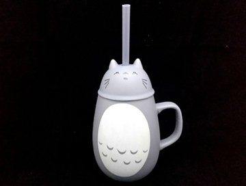 Pipetli Kaşıklı Kedi Tasarımlı Kupa Bardak