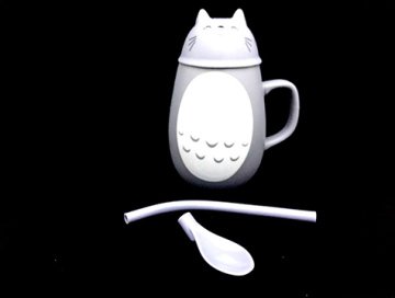Pipetli Kaşıklı Kedi Tasarımlı Kupa Bardak
