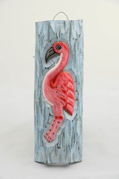 El Yapımı İşlemeli Flamingo Desenli Maun Ağacı Pano Tablo