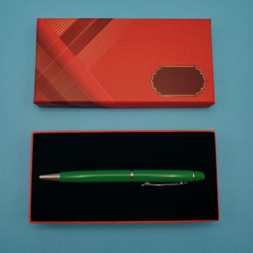 Kutulu Şık Yeşil Touchpen Metal Kalem