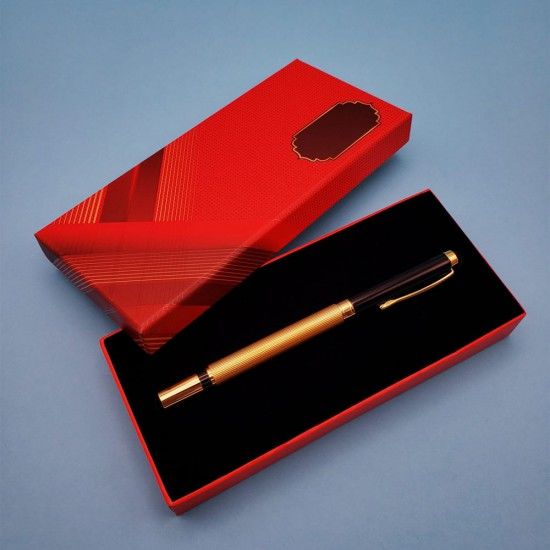 Kutulu Hediyelik Şık Metal Gold Siyah Roller Kalem