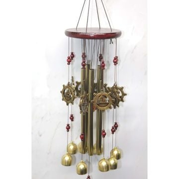 Gemi ve Kırmızı Boncuklu Metal Rüzgar Çanı (83 cm)