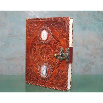 Kahverengi Çift Taşlı Deri Defter