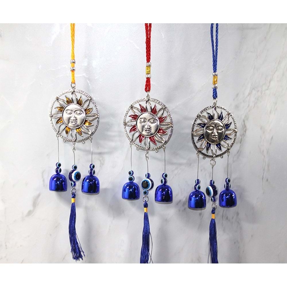 Güneş Tasarım Nazar Boncuklu Metal Rüzgar Çanı (38 cm)